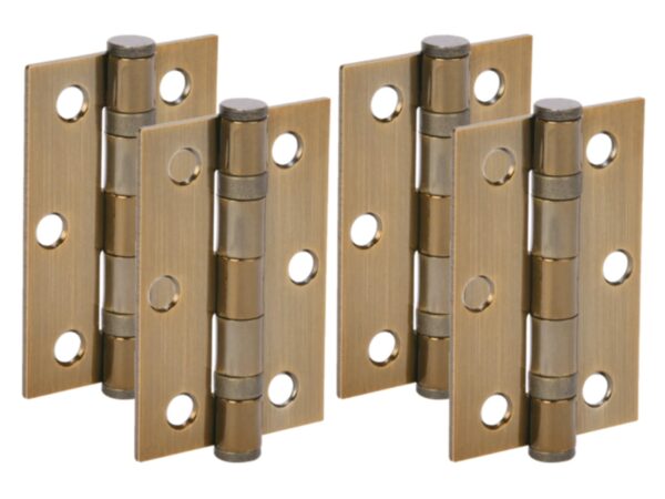 Door Hinges 2 Pairs 76mm / 3 inch Ball Bearing, with Screws - Antique Bronze