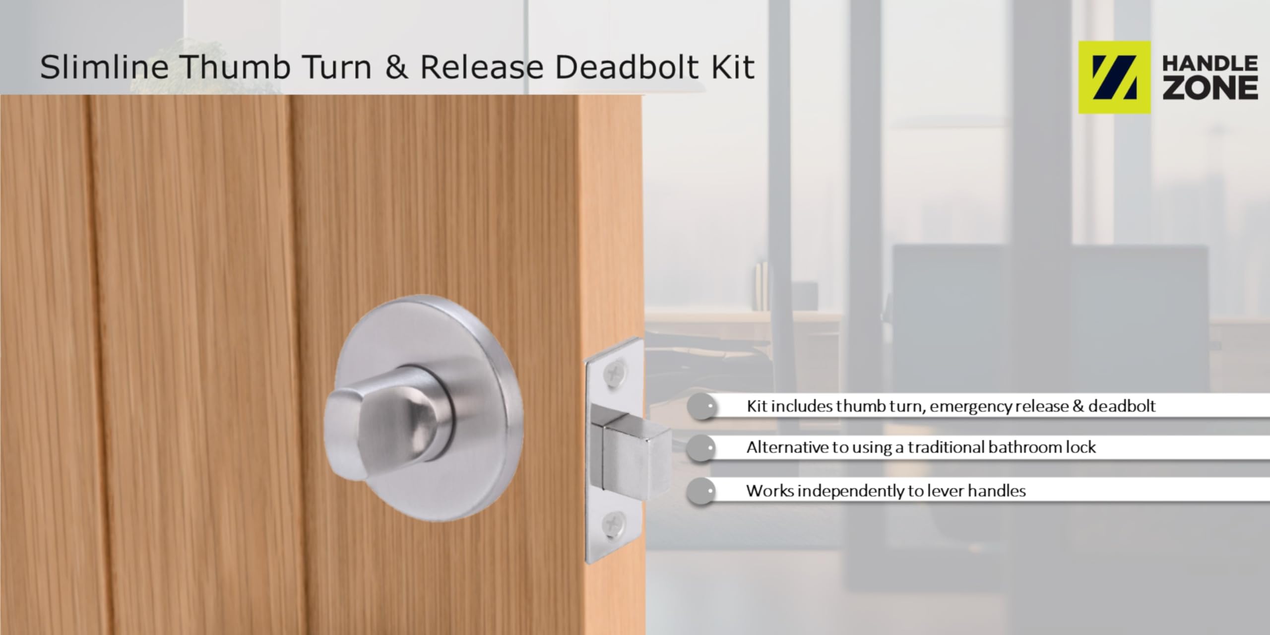SSS Bathroom Toilet Door Kit - Turn with Blind Release - Satin Stainless Steel - 76mm Bolt (57mm Backset) - Image 4