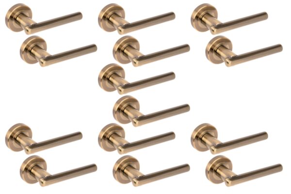 7 Sets Solus Lever On Round Rose Door Handles - Antique Bronze