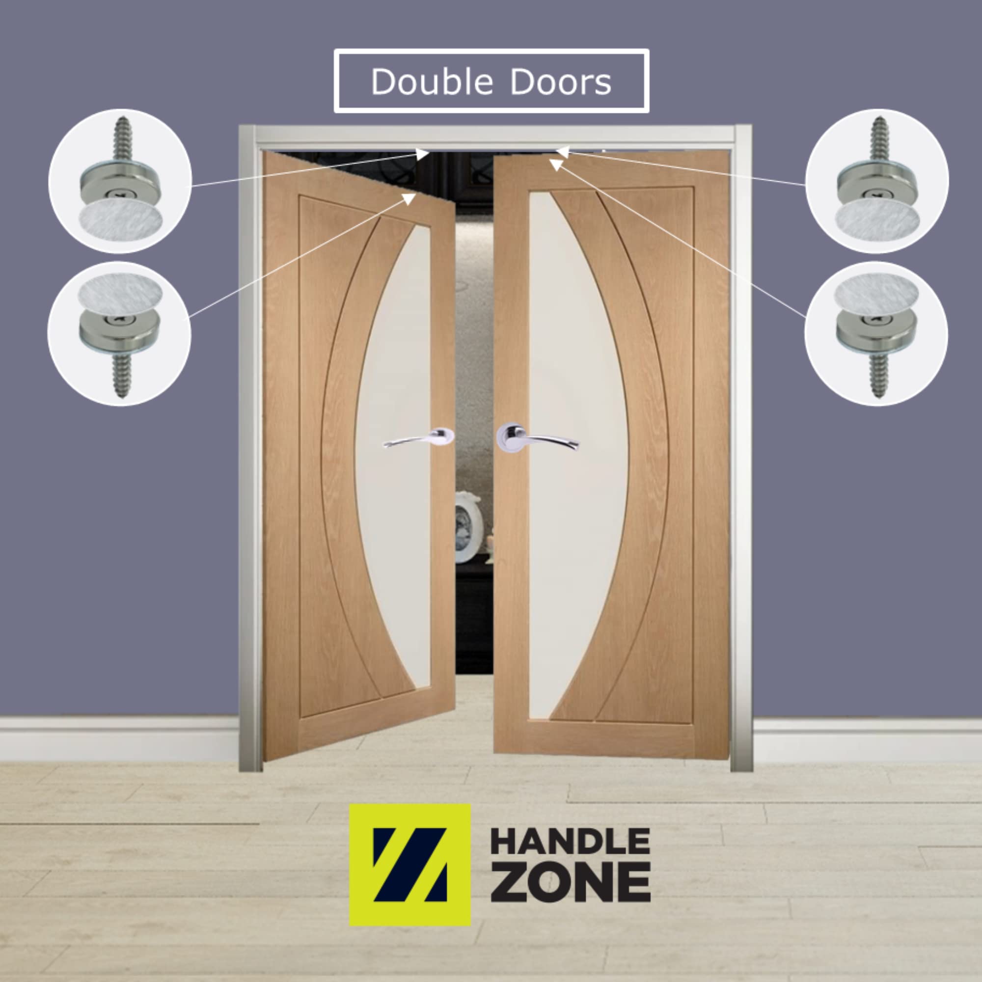 4 Set Pack Flush Mounted Magnetic Catch, Concealed Fixing - Satin Stainless Steel - Image 4
