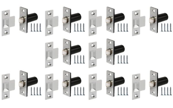 10 Pack Adjustable Roller Catch, Spring Loaded Ball Latch, for Internal Doors - Nickel Plated