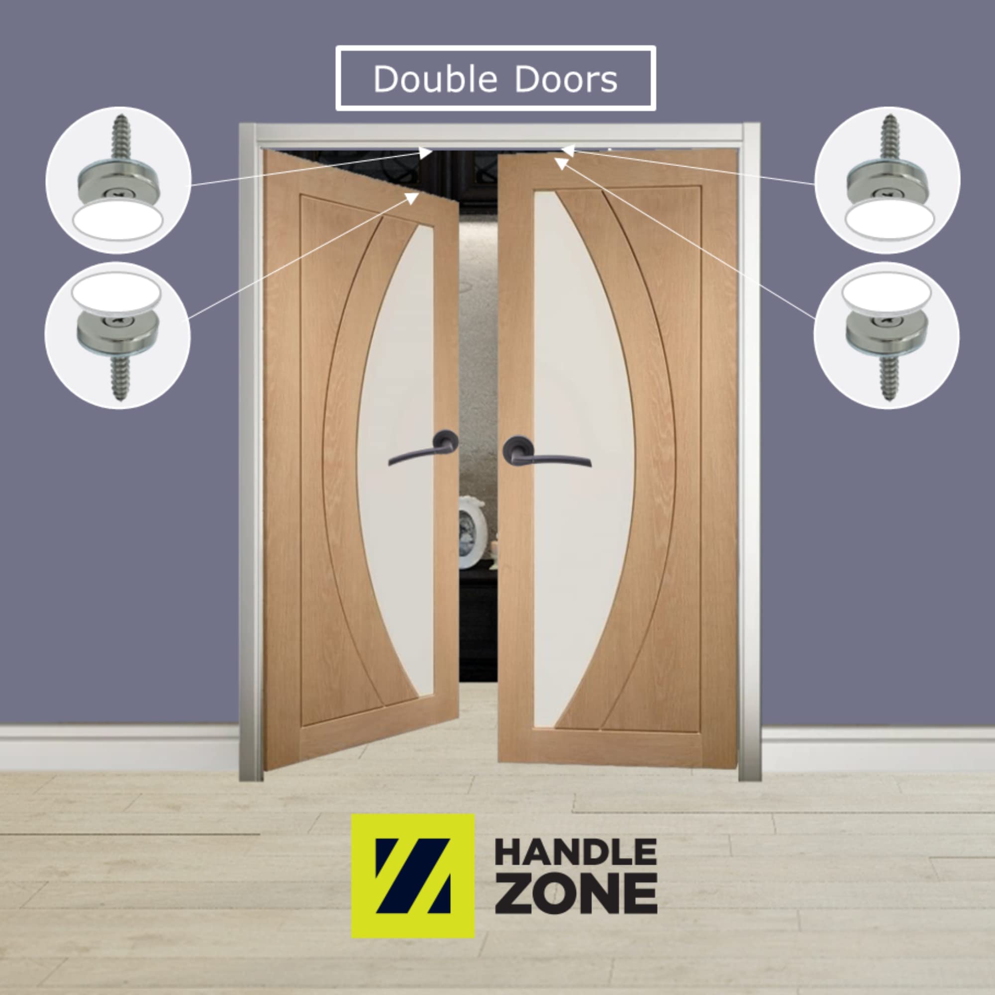4 Set Pack Flush Mounted Magnetic Catch, Concealed Fixing - White - Image 4