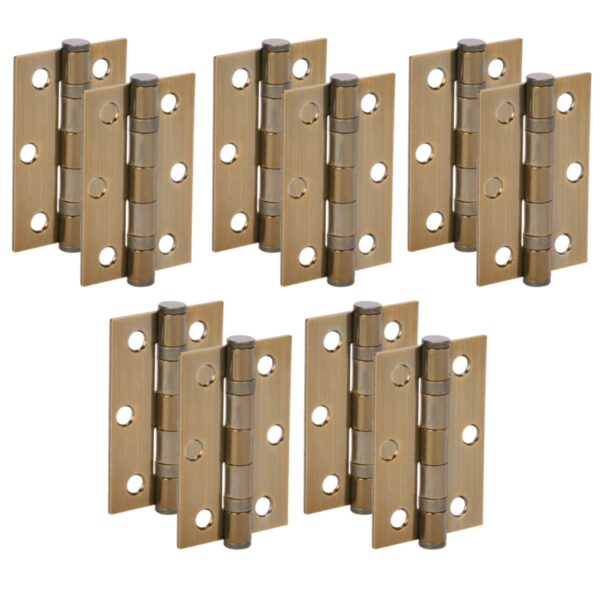 Door Hinges 5 Pairs 76mm / 3 inch Ball Bearing, with Screws - Antique Bronze