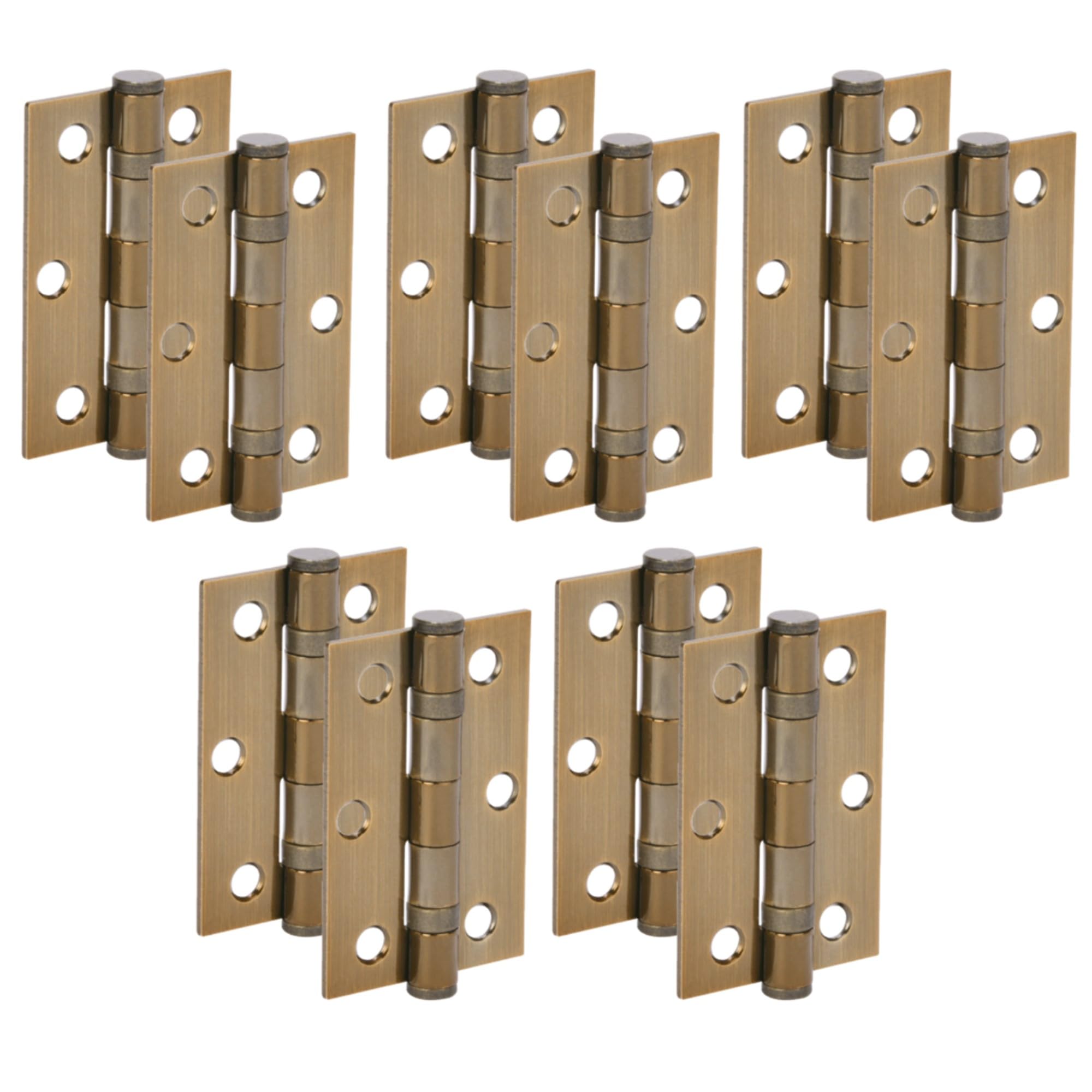 Door Hinges 5 Pairs 76mm / 3 inch Ball Bearing, with Screws - Antique Bronze