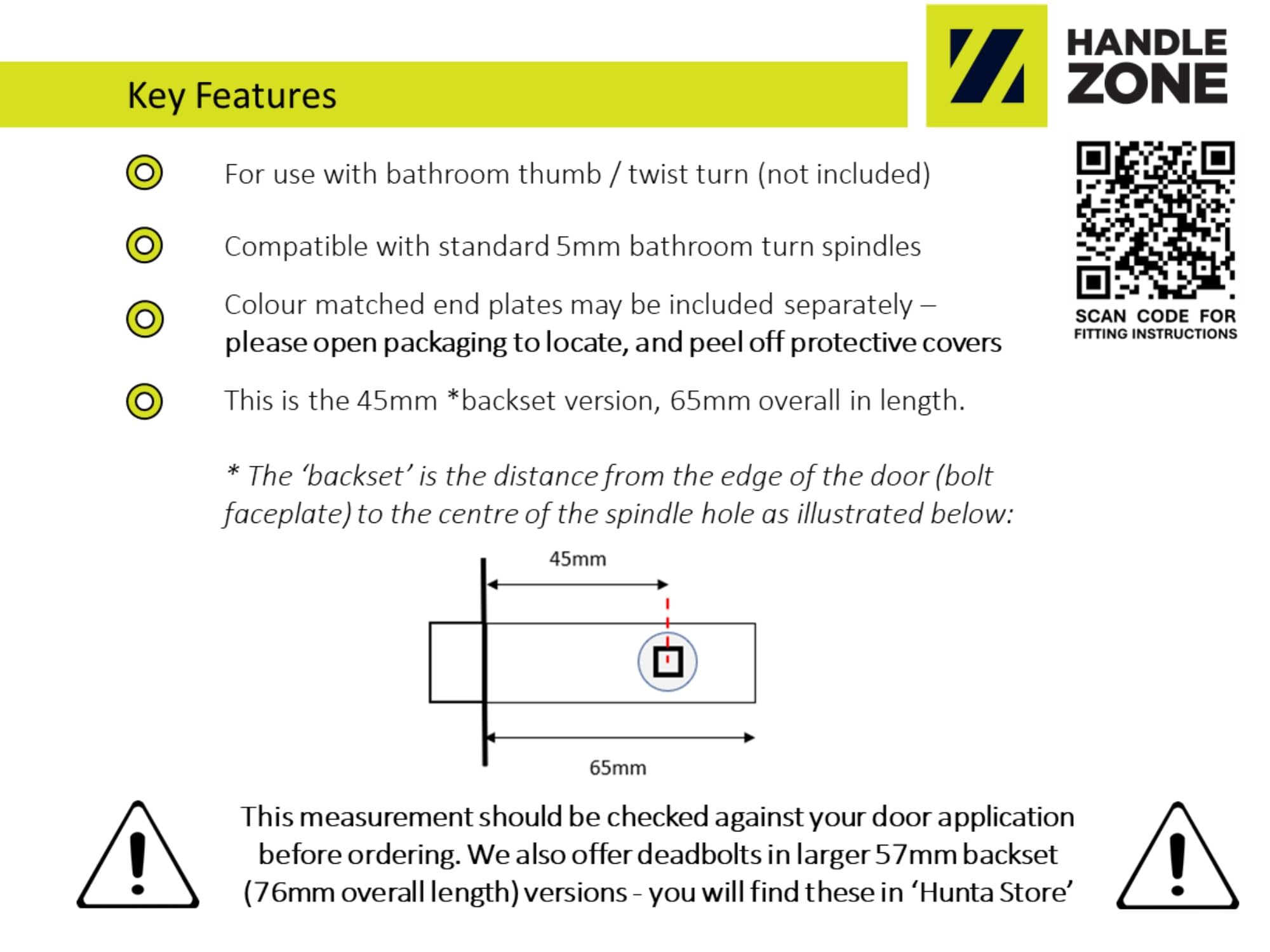 65mm Tubular Mortice Deadbolt - Polished Stainless Steel - 45mm Backset - Image 2