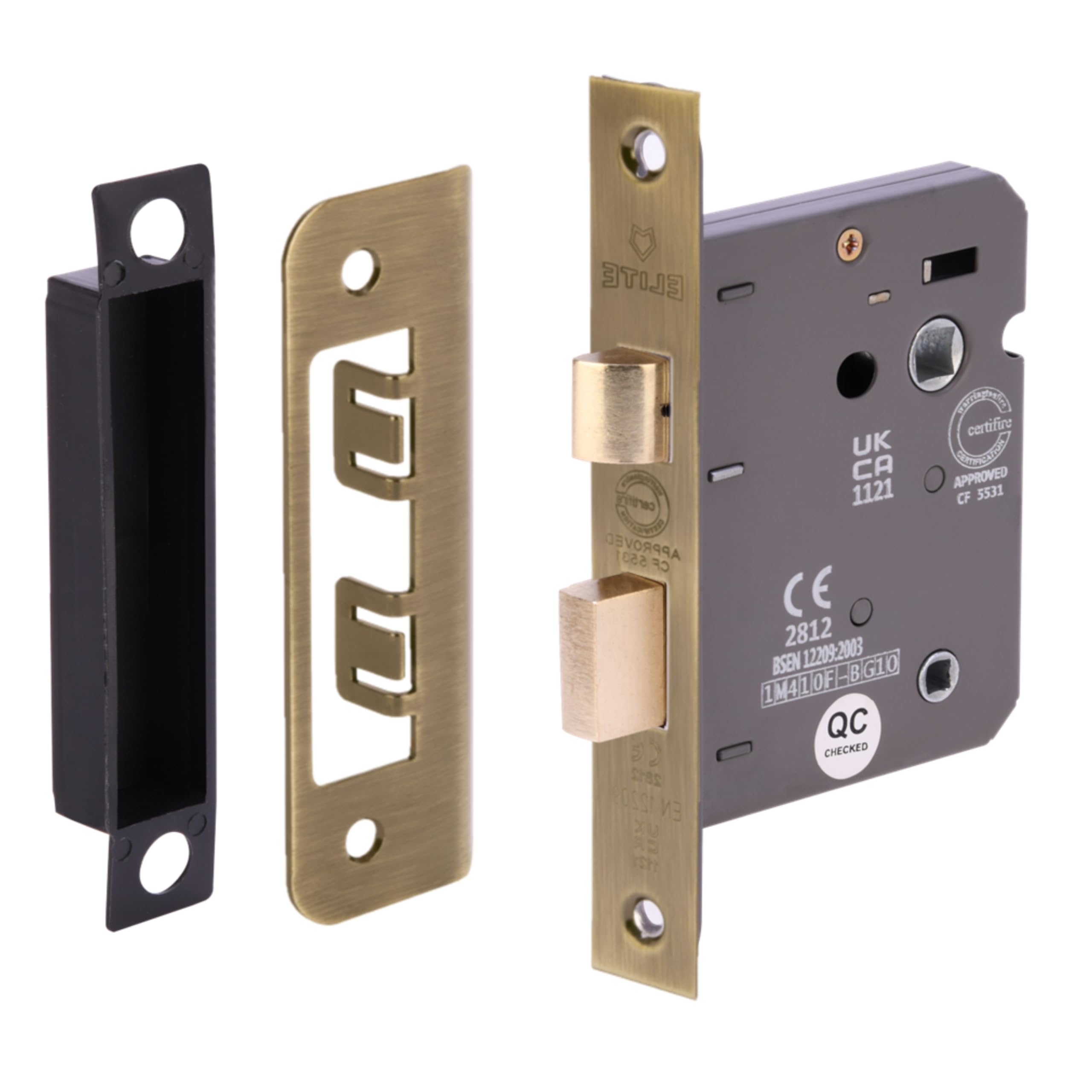 76mm (3 inch) Antique Bronze Bathroom Lock CE & UKCA Approved - Fire Rated - 57mm Backset