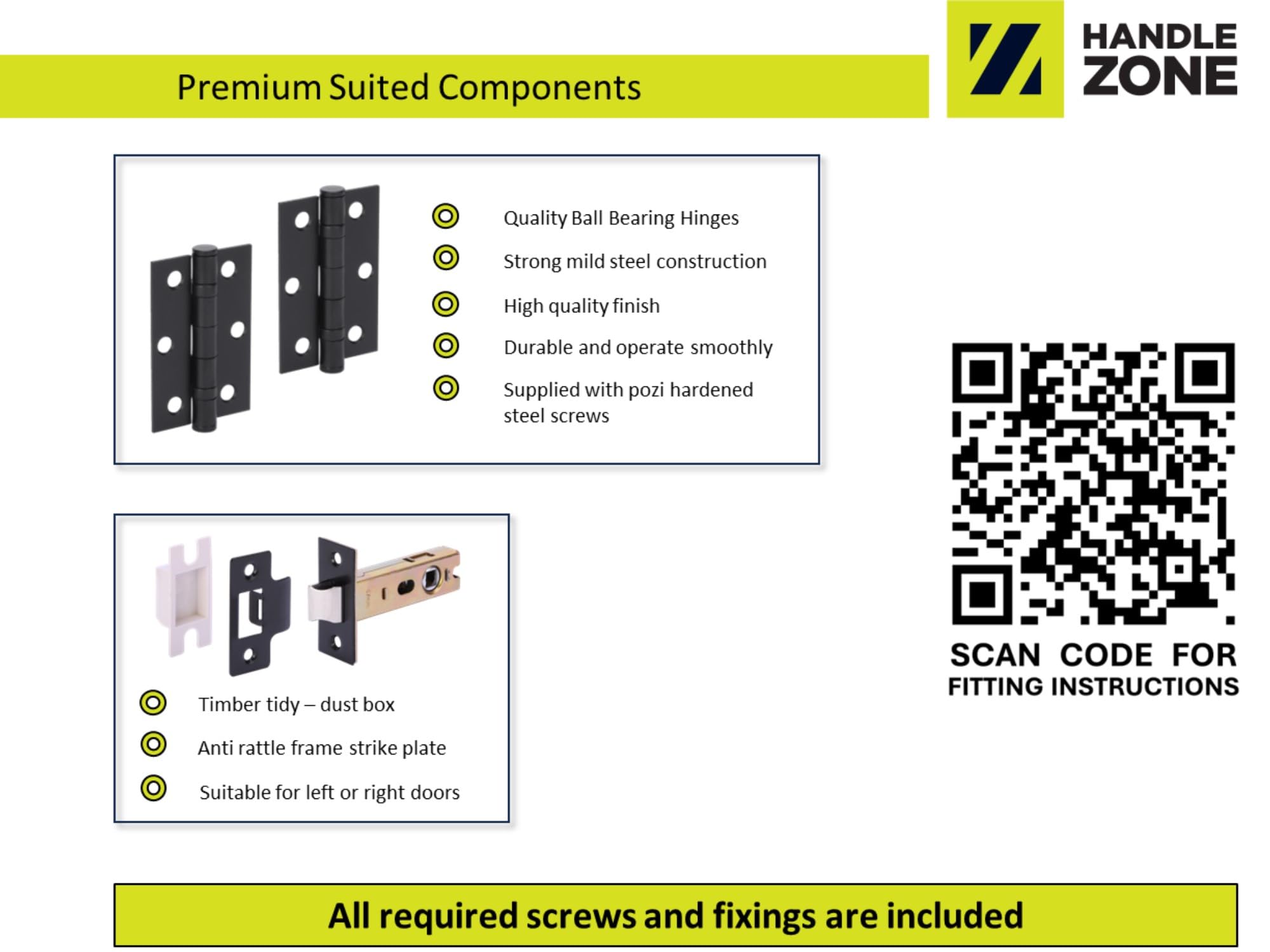 7 Sets Solus Internal Door Handles on Rose Lever Latch Packs, 76mm Latch 75mm Ball Bearing Hinges - Black Matt - Image 3