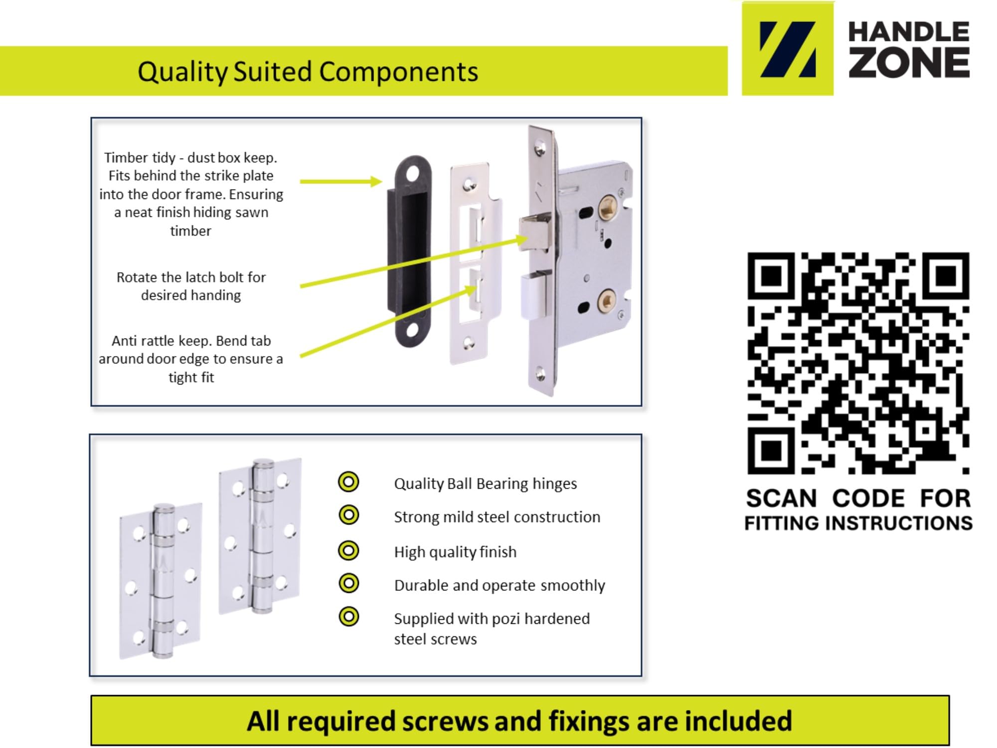 Avis Door Handles on Backplate Bathroom Lock Pack (76mm) - Polished Chrome - Image 3