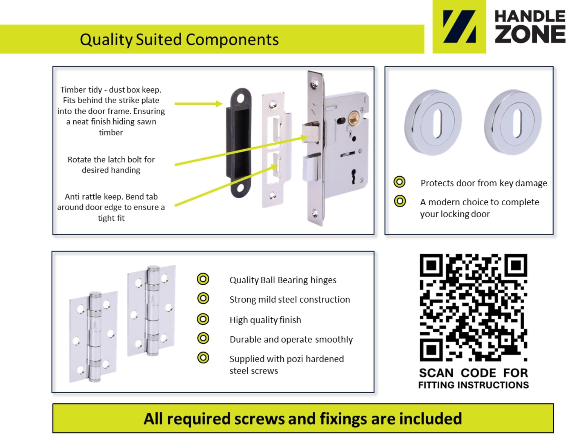 Lobo Door Handles on Rose 3 Lever Lock Pack (76mm) - Polished Chrome - Image 3