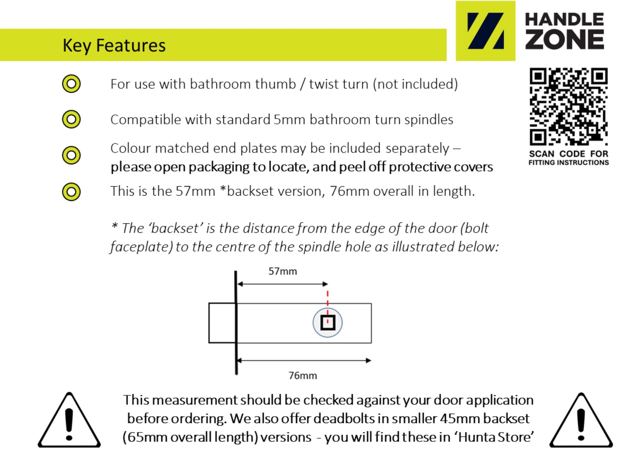 76mm Tubular Mortice Deadbolt - Satin Stainless Steel - 57mm Backset - Image 2