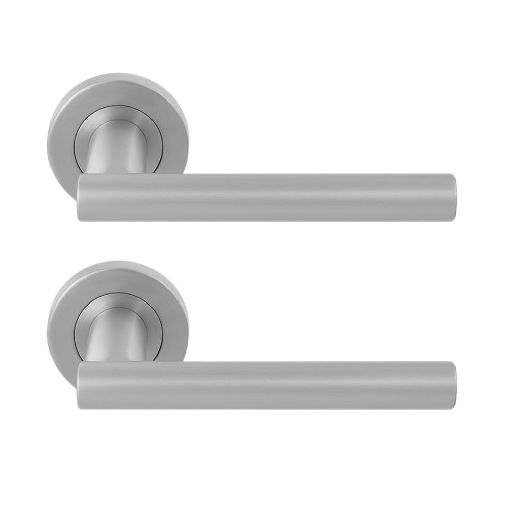 7 Sets Solus Internal Door Handles on Rose Lever Latch Packs, 76mm Latch 75mm Ball Bearing Hinges - Satin Chrome - Image 3