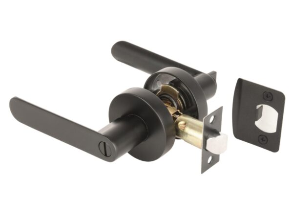 Mantara Privacy Leverset, Keyless Lock with Emergency Release, Adjustable 60-70mm Latch, for Bathroom  Bedroom – Black Matt