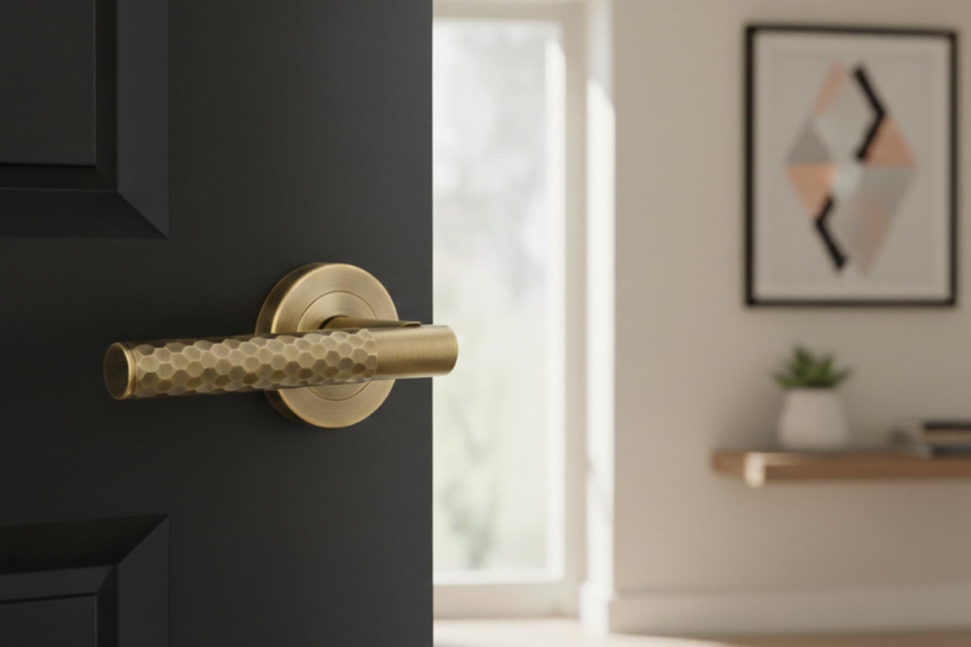 Roca Diamond Cut Knurled Internal Door Handle Pack, complete with Lever Handles, 76mm Latch, 75mm Ball Bearing Hinges - Matt Bronze - Image 4