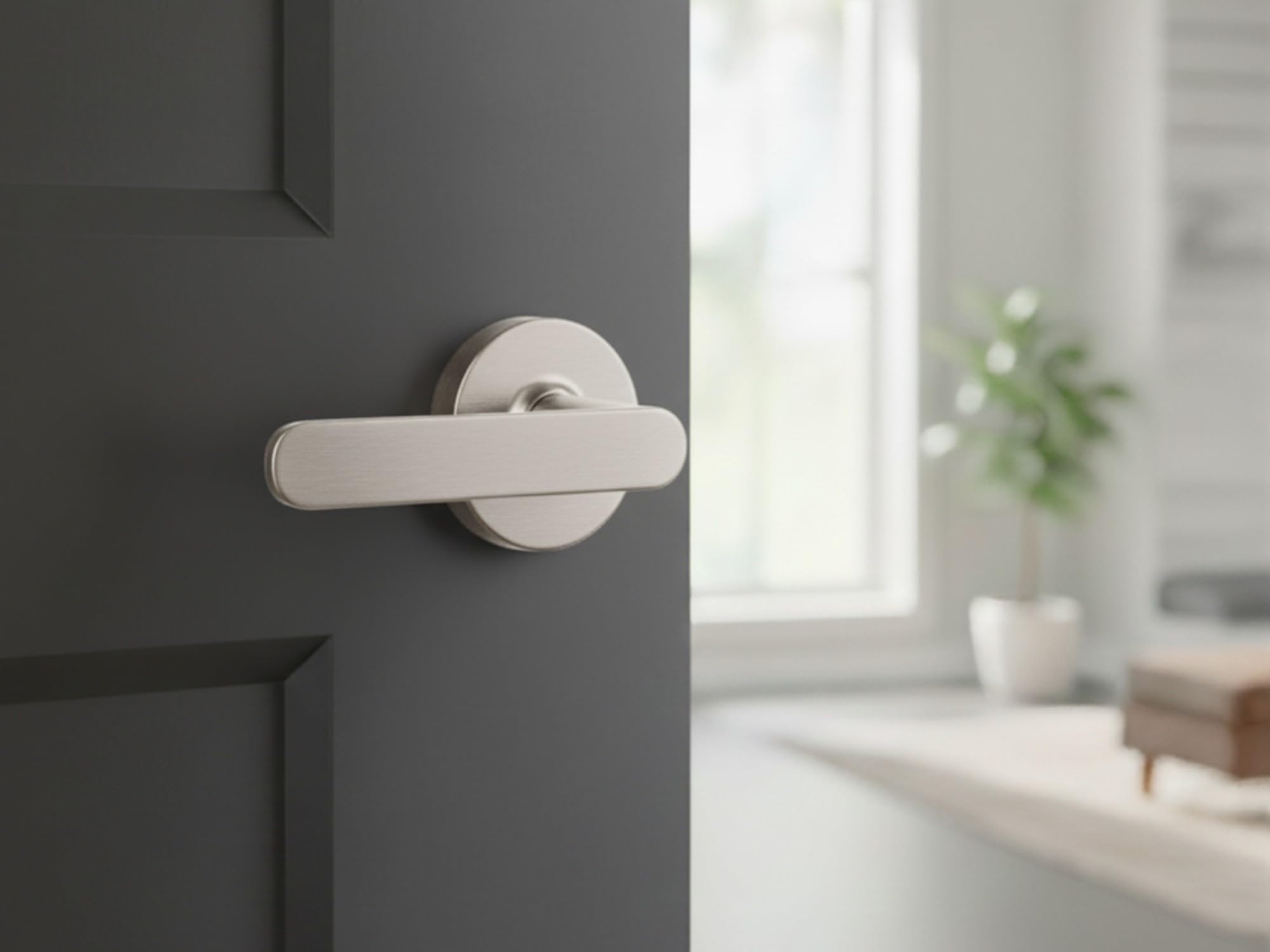 3 Sets Mantara Passage Leverset, Non-Locking Interior Door Lever Set, Adjustable 60-70mm Latch – Satin Nickel - Image 3