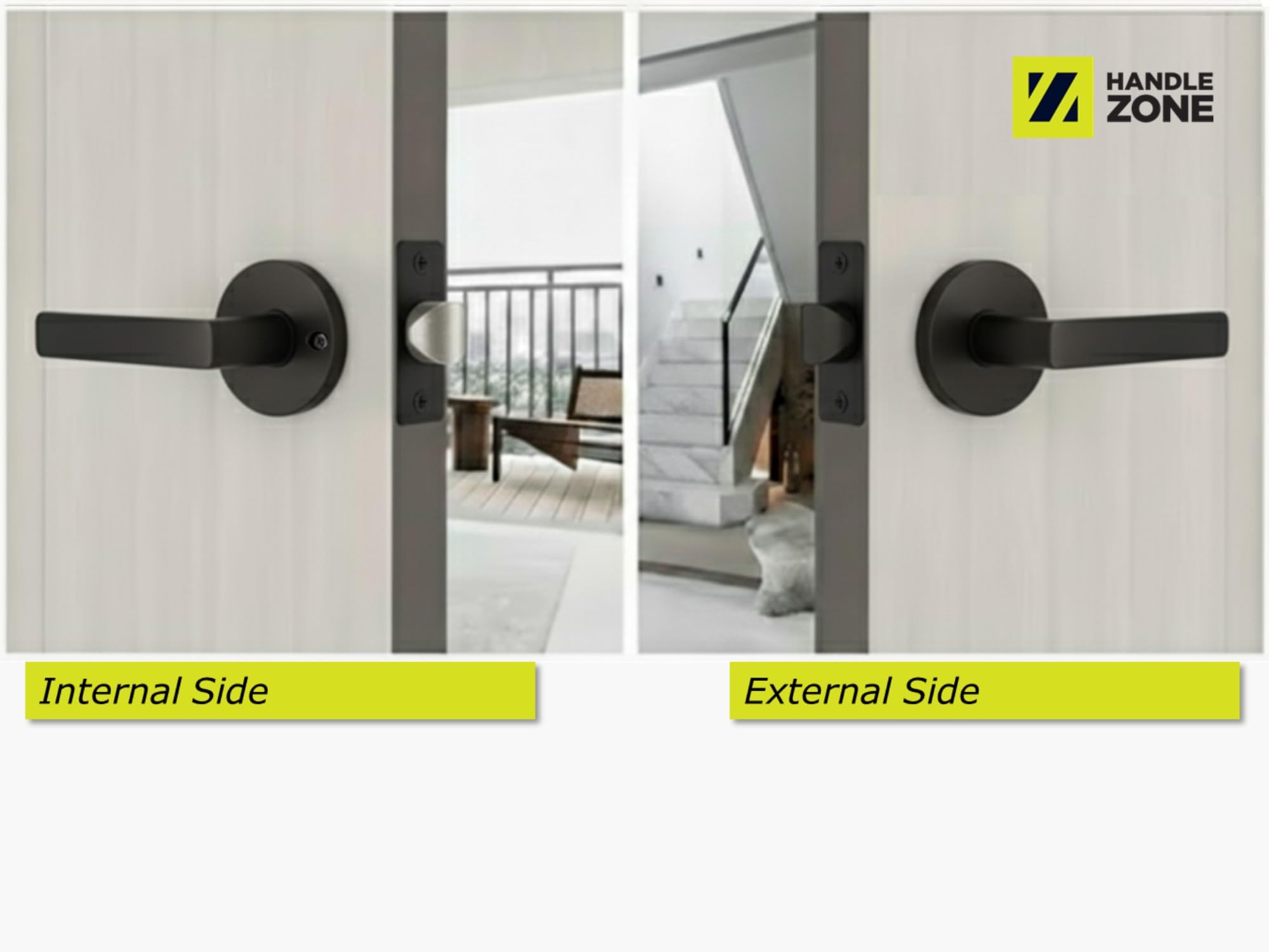 Mantara Passage Leverset, Non-Locking Interior Door Lever Set, Adjustable 60-70mm Latch – Black Matt - Image 3