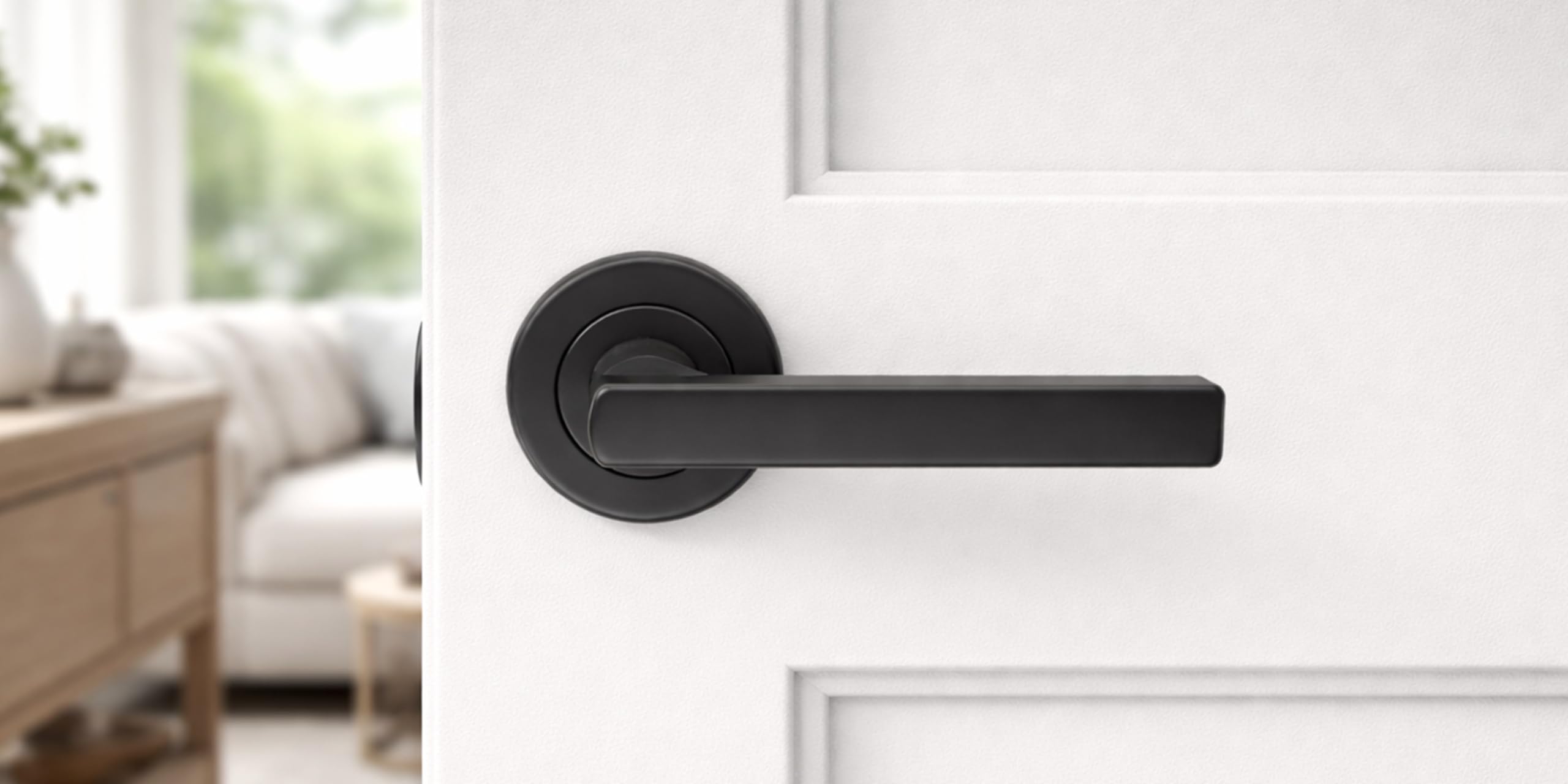 7 Sets Torro Internal Door Handles on Rose Lever Latch Door Pack (76mm) – Black Matt - Image 4